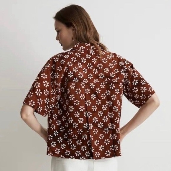 Madewell Bubble-Printed Button-Up CampShirt in Dusty Redwood Size M - Picture 2 of 11